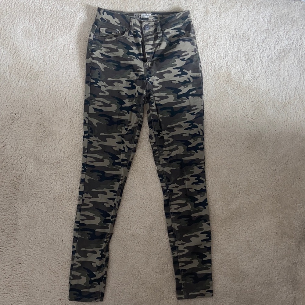 NOBO- high rise green camo skinny jeans